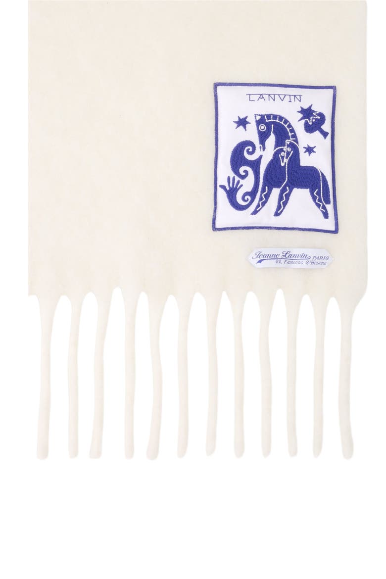 Lunar Year Wool Scarf With Fringes, Alternate, color, White