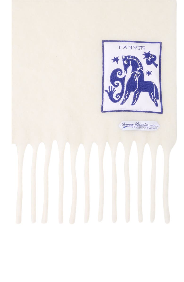 Lanvin Lunar Year Wool Scarf With Fringes, Alternate, color, White