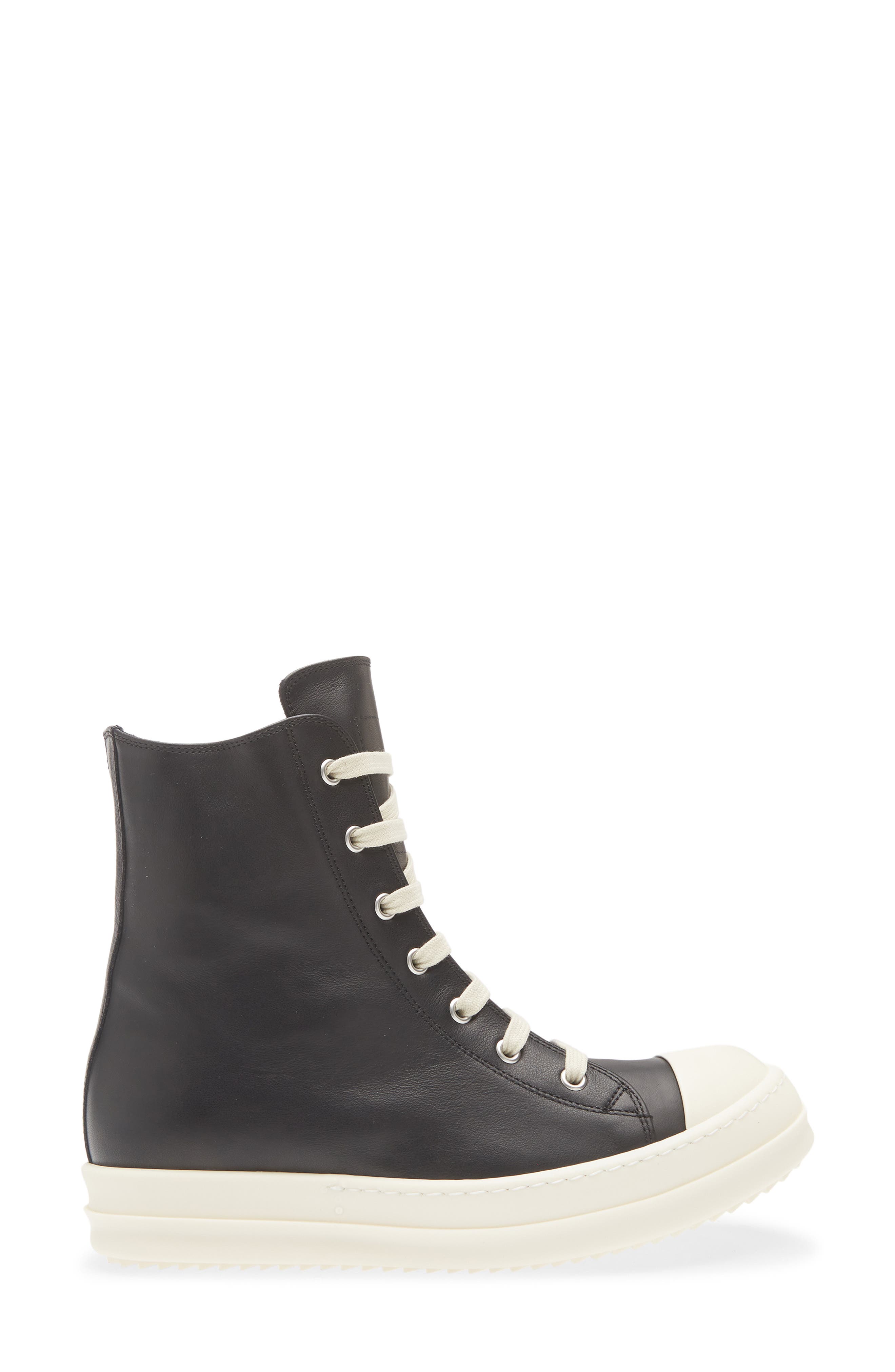 Rick Owens High Top Sneaker, Alternate, color, Black/ Milk/ Milk