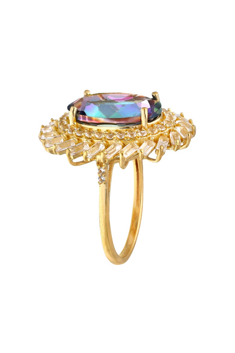 Rainbow Quartz Double Halo Cocktail Ring, Alternate, color, RAINBOW MULTI