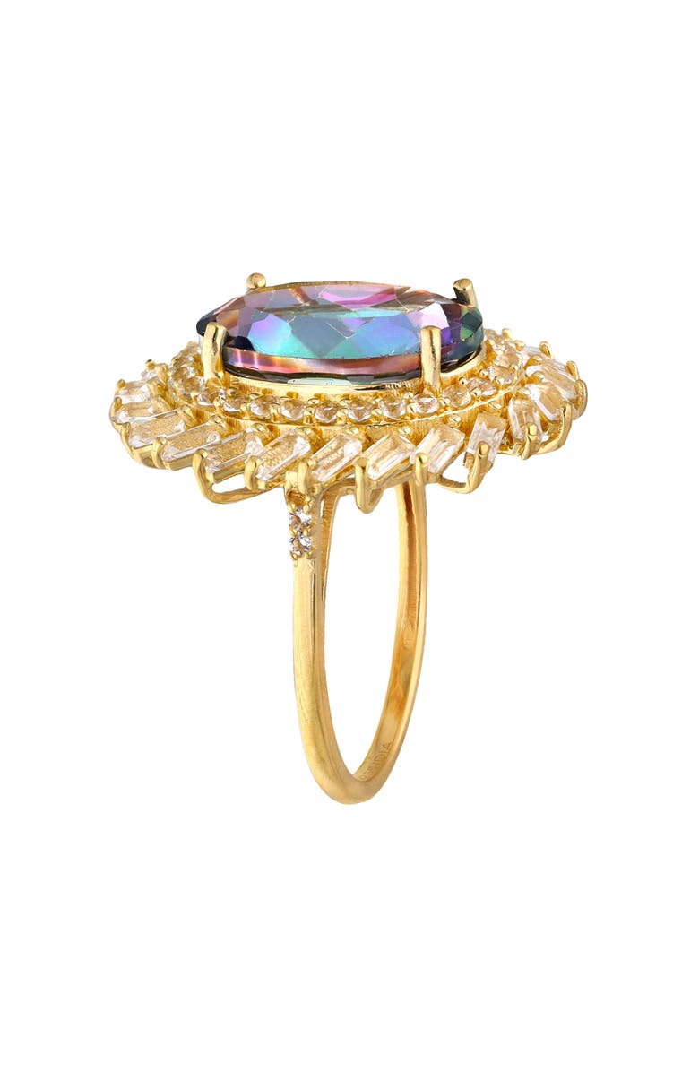 YS GEMS Rainbow Quartz Double Halo Cocktail Ring, Alternate, color, Rainbow Multi