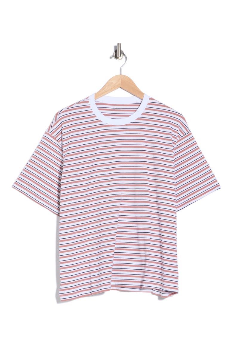 Karter Ex-Boyfriend Stripe Cotton T-Shirt, Main, color, TRUE WHITE/ INDUSTRIAL MAUVE