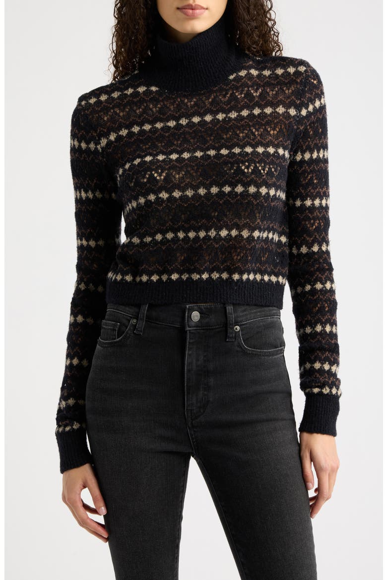 The Delicate Fair Isle Turtleneck Sweater, Main, color, DARK NAVY FAIRISLE