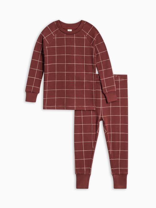 Colored Organics Kids' Organic Holiday 2 Piece Long Sleeve Jammie Set In Burgundy