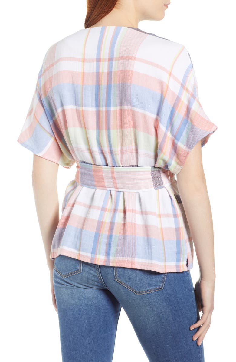 Caslon<sup>®</sup> Denim Top, Alternate, color, Pink Multi Plaid