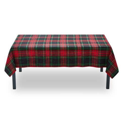 Christmas Plaid Tablecloth Red Multi Cotton Machine Washable