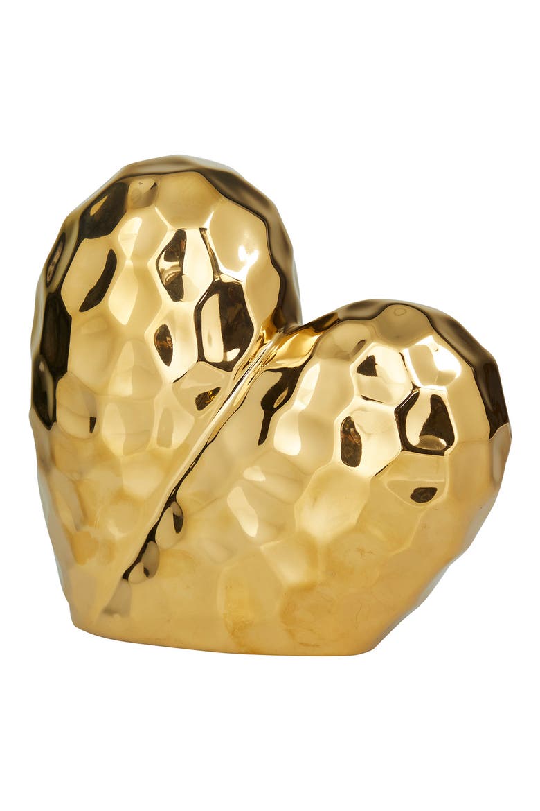 Goldtone Porcelain Heart Sculpture, Main, color, GOLD