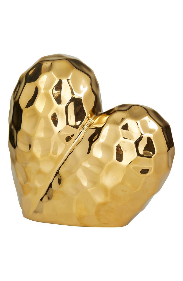 VIVIAN LUNE HOME Goldtone Porcelain Heart Sculpture, Main, color, Gold