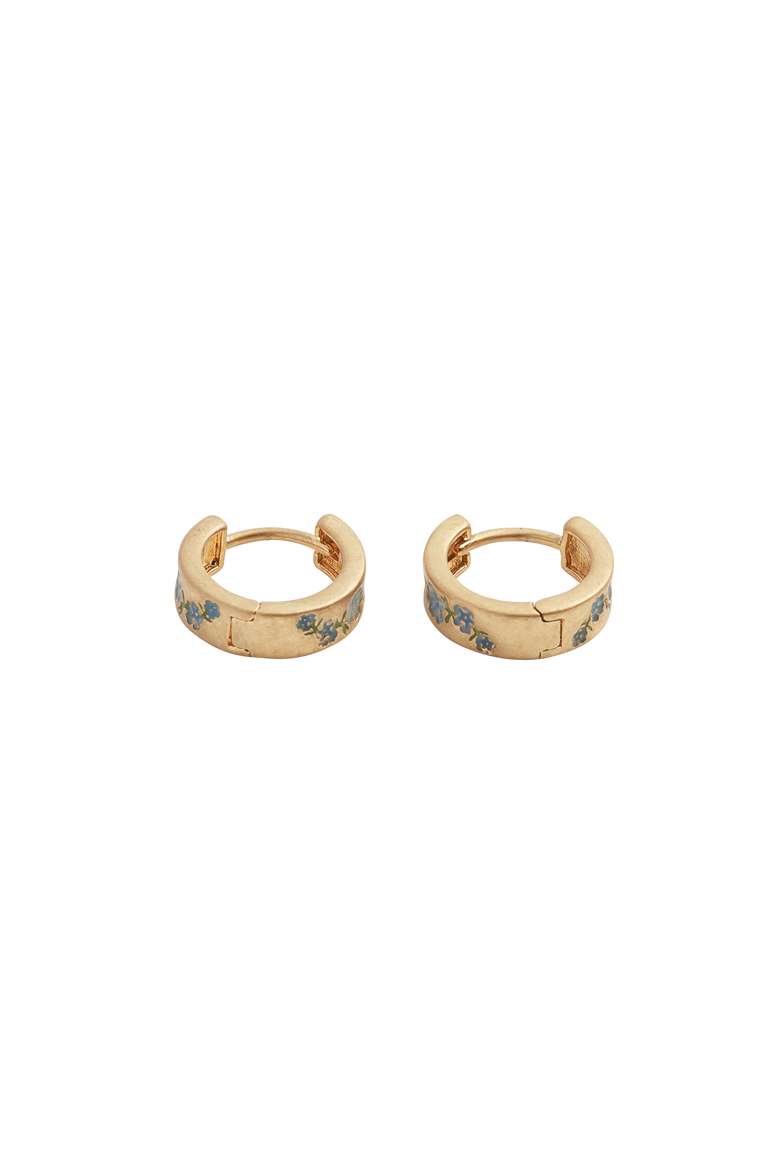 Forget-Me-Not Mini Hoop Earrings, Alternate, color, Blue & Gold