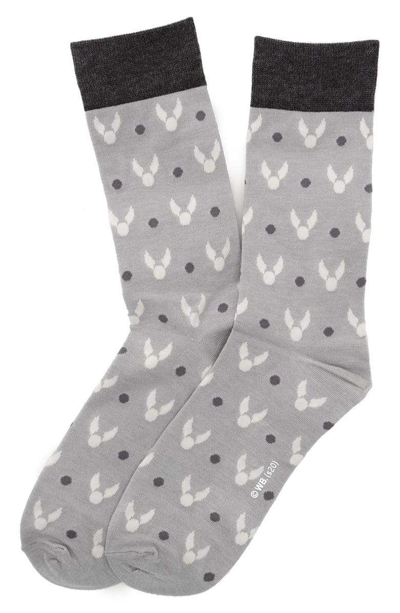 Cufflinks, Inc. Harry Potter Golden Snitch Crew Socks, Main, color,