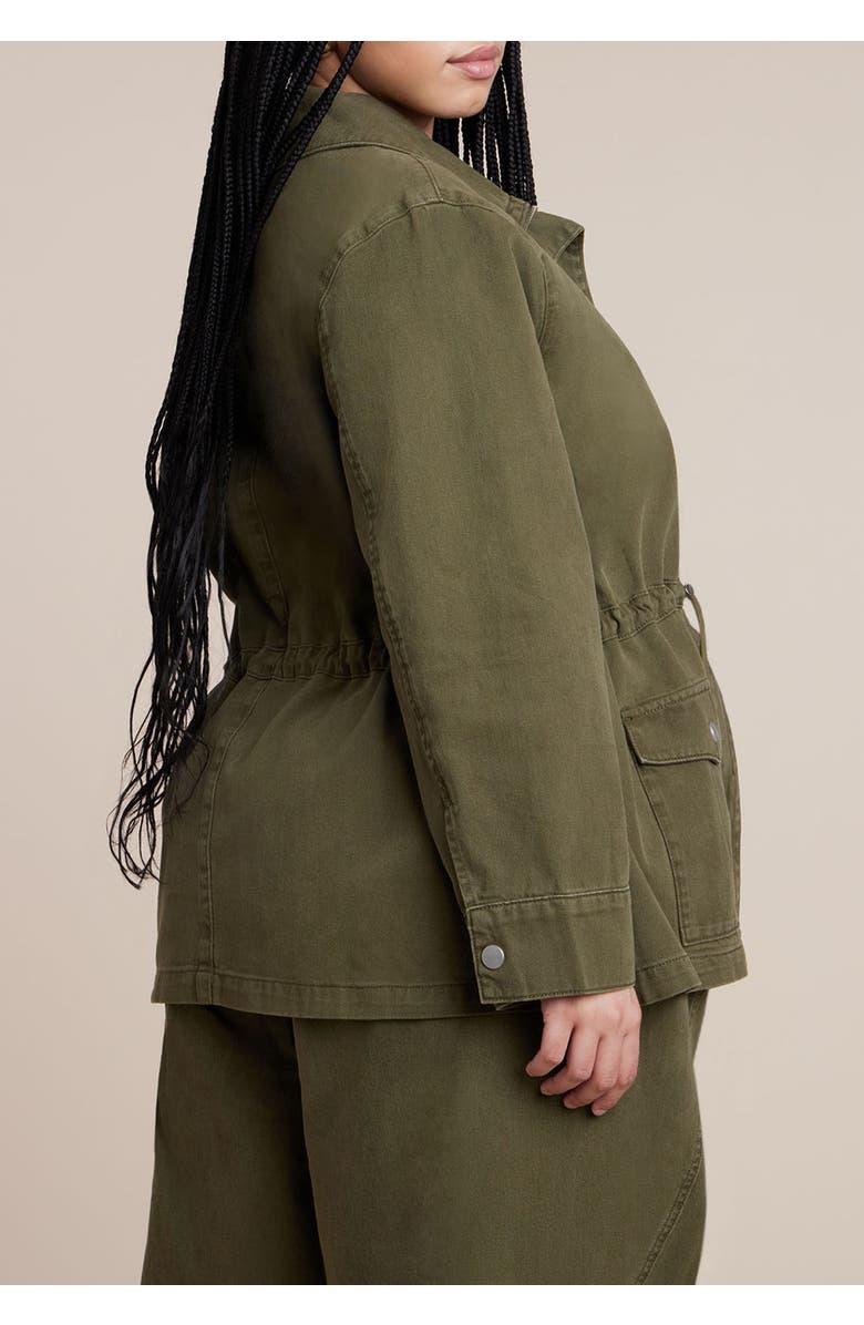 ELOQUII Drawstring Waist Cargo Jacket, Alternate, color, Winter Moss