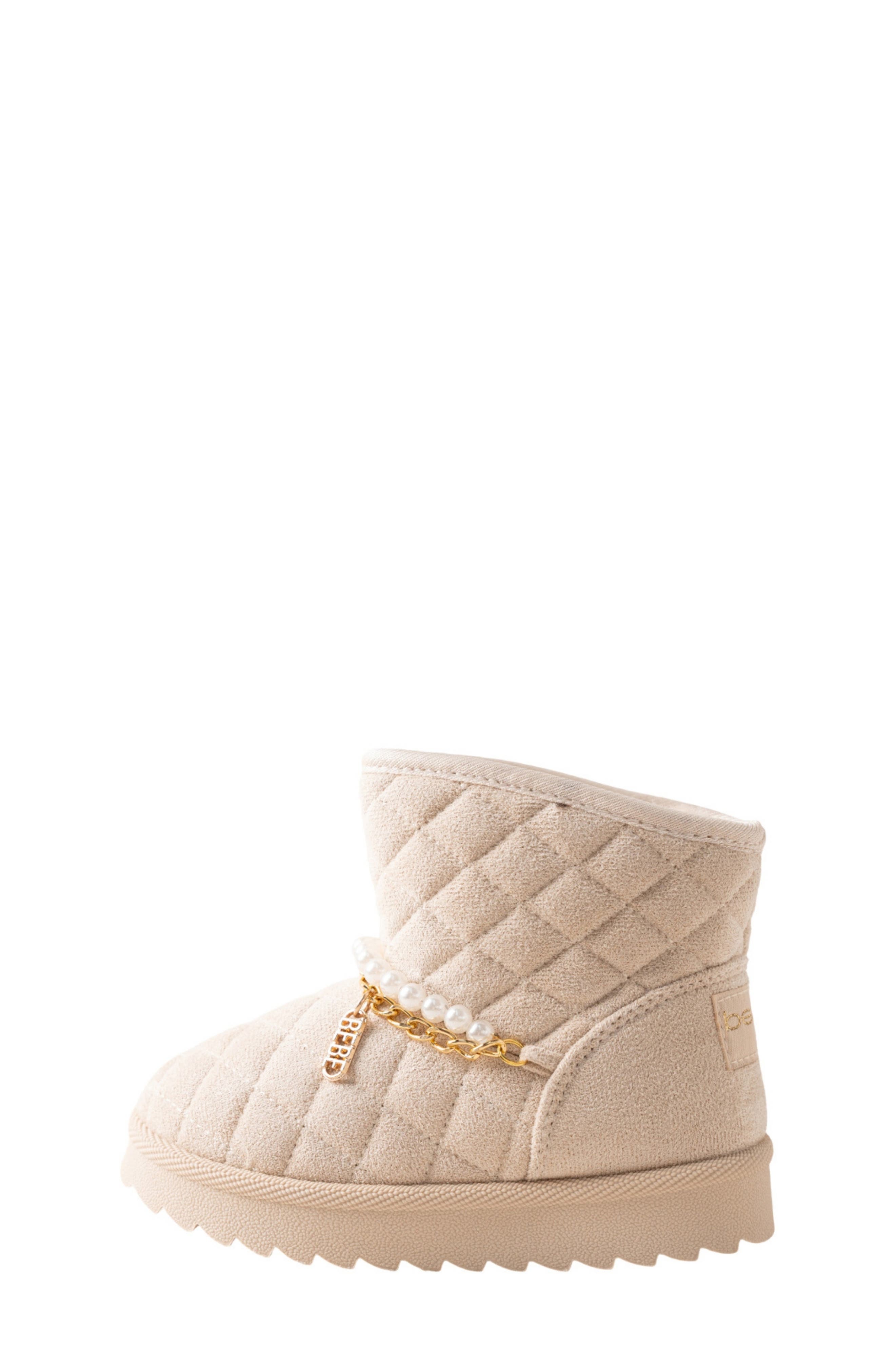 Kids' Cozy Quilted Faux Fur Lined Boot, Alternate, color, CREAM