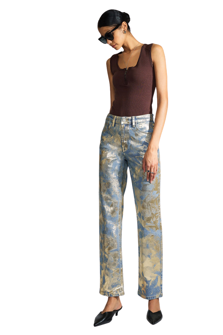 Nerissa Premier High Rise Straight Jeans, Alternate, color, Light Wash / Silver