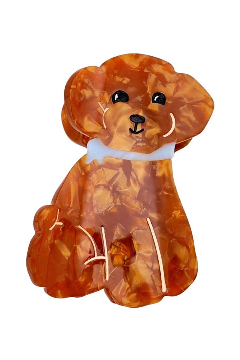 Doodle Puppy Claw Clip, Main, color, BROWN