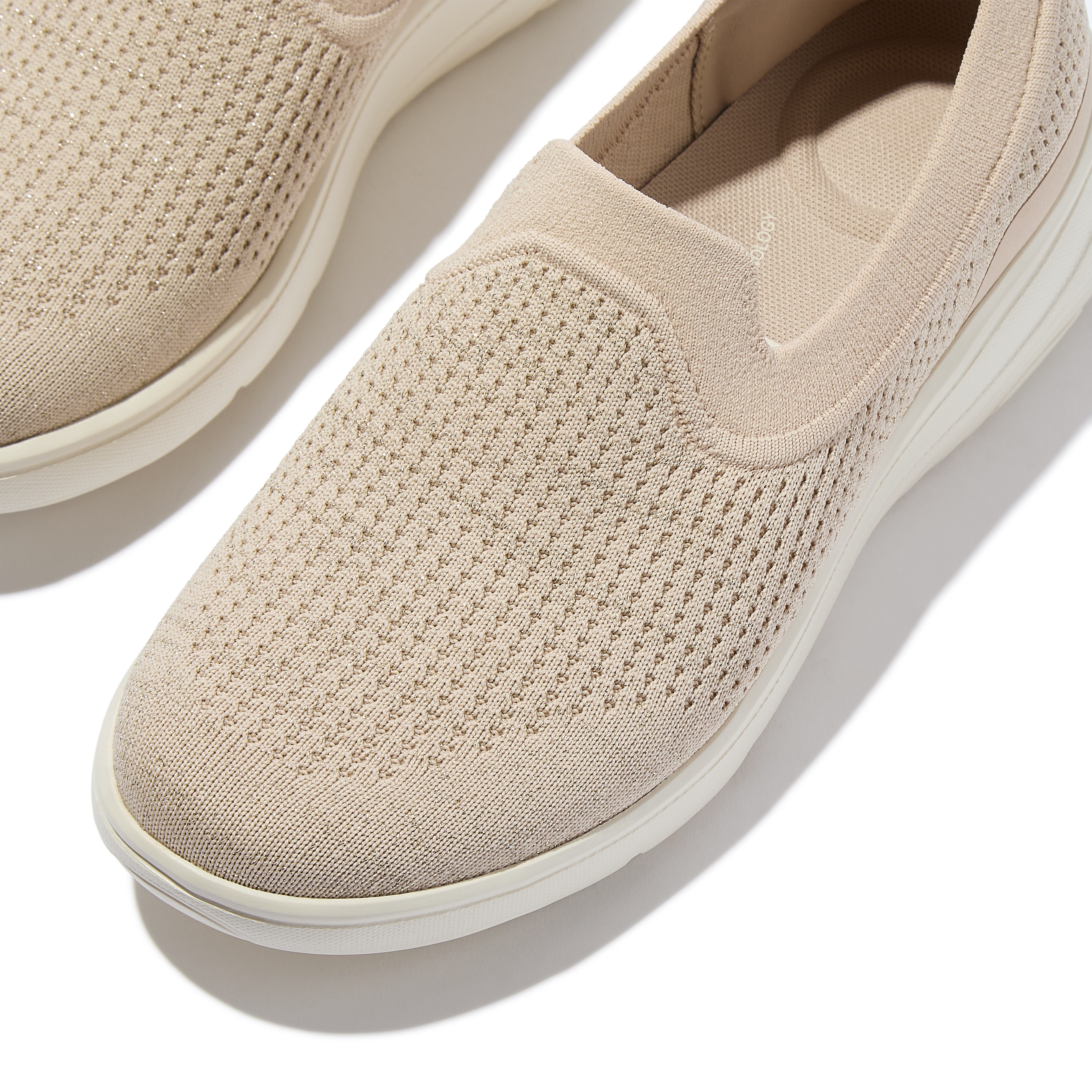 FitFlop Super-Q Knit Slip-Ons, Alternate, color, Stone Beige/Platino