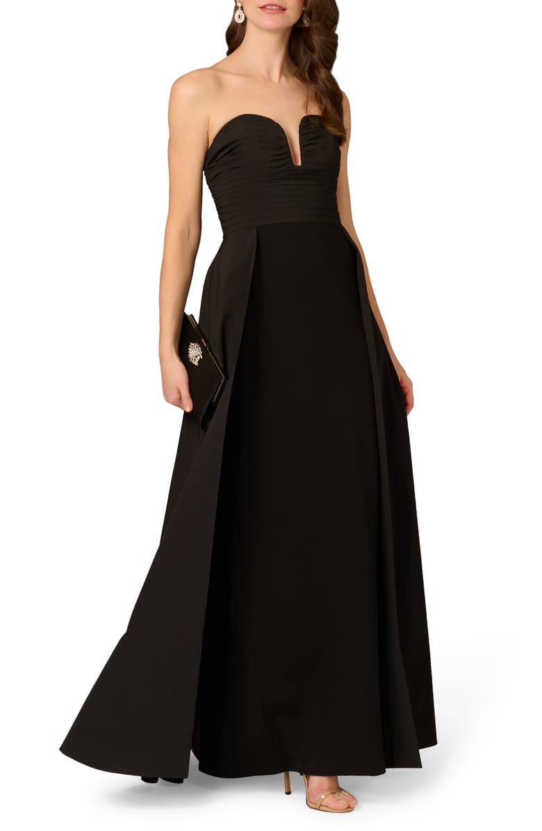 Aidan Mattox by Adrianna Papell Strapless Crepe Ballgown, Main, color, 