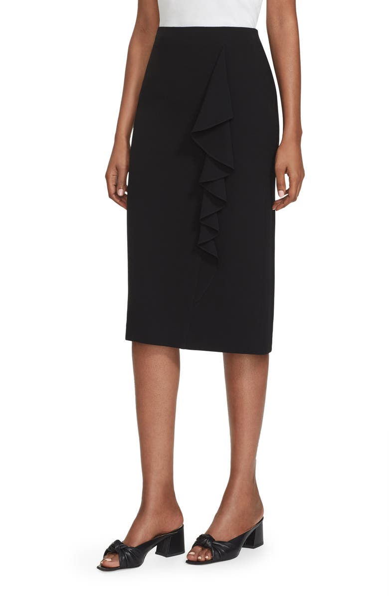 Lafayette 148 New York Vera Ruffle Trim Pencil Skirt, Main, color, 