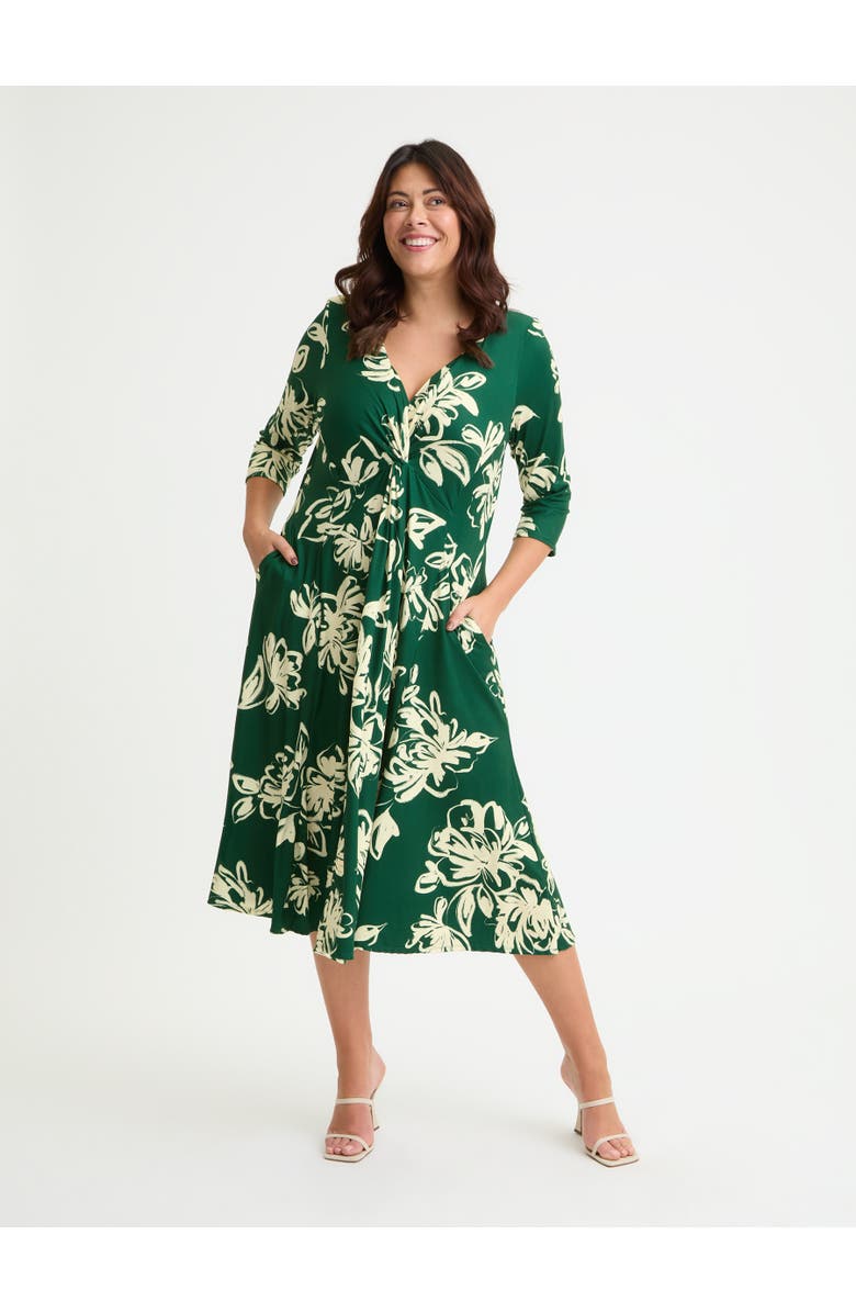Scarlett & Jo Claudia Peach Touch Knot Front Dress, Main, color, Green Cream