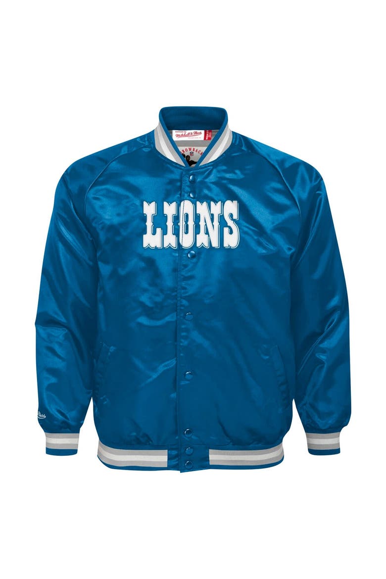Youth Mitchell & Ness Blue Detroit Lions Satin Raglan Full-Snap Jacket, Alternate, color, Blue