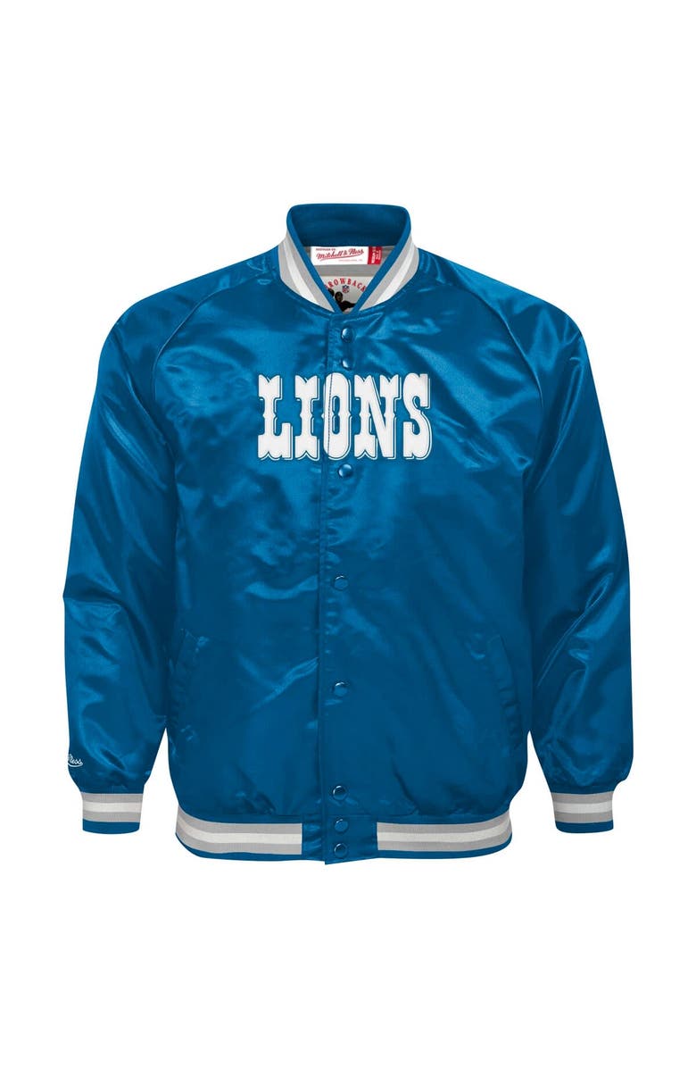 Mitchell & Ness Youth Mitchell & Ness Blue Detroit Lions Satin Raglan Full-Snap Jacket, Alternate, color, Blue
