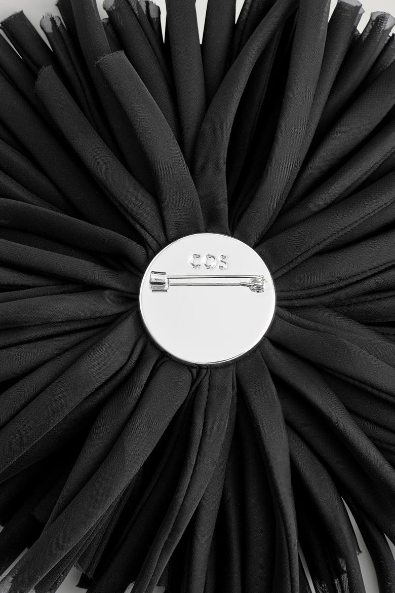 Floral Rosette Brooch, Alternate, color, BLACK