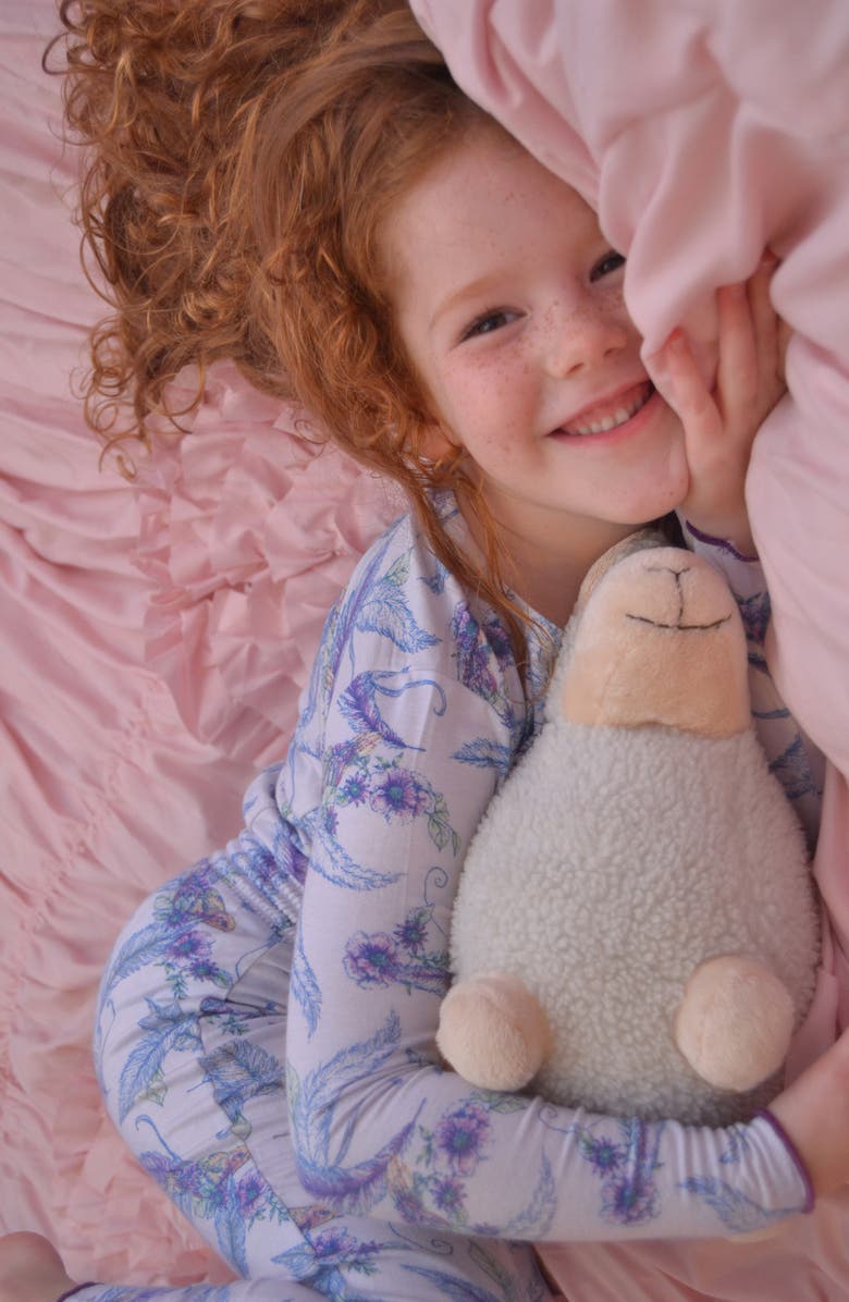 Baby Grey by Everly Grey Charlie Sparrow Fitted Two-Piece Pajamas & Head Wrap Set, Alternate, color,