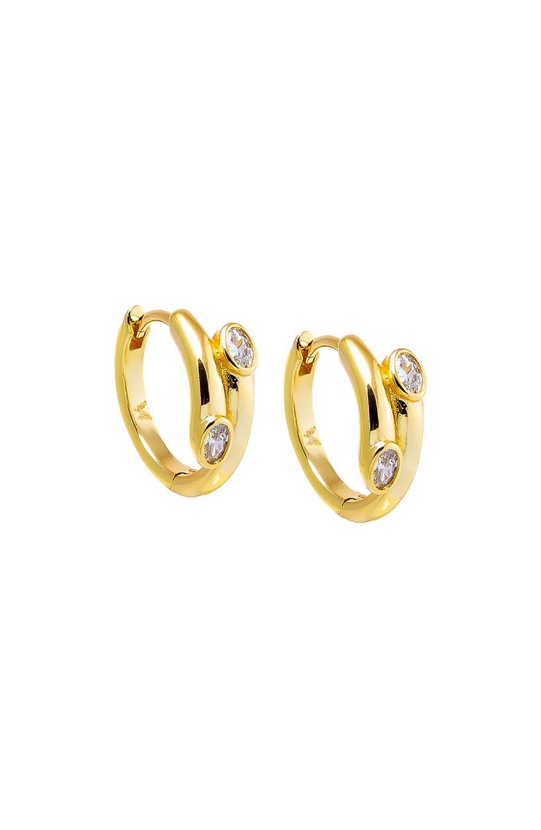 BY ADINA EDEN CZ Bezel Claw Huggie Earring, Main, color, 