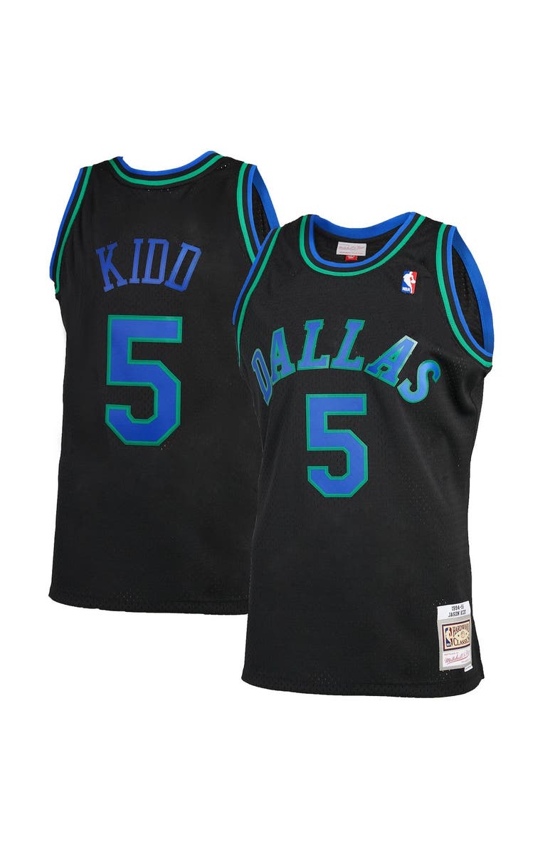 Mitchell & Ness Men's Mitchell & Ness Jason Kidd Black Dallas Mavericks 1994-95 Hardwood Classics Reload 2.0 Swingman Jersey, Alternate, color, 