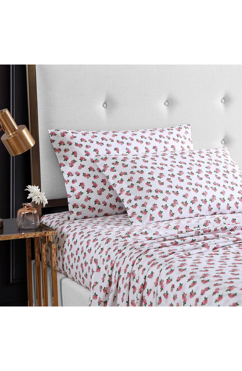 Betsey Johnson Teeny Tiny Roses 200 Thread Count Cotton Percale Sheet Set, Alternate, color, Lt-Pastel Pink