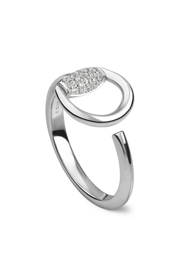 Horsebit Pavé Diamond Ring, Main, color, WHITE GOLD