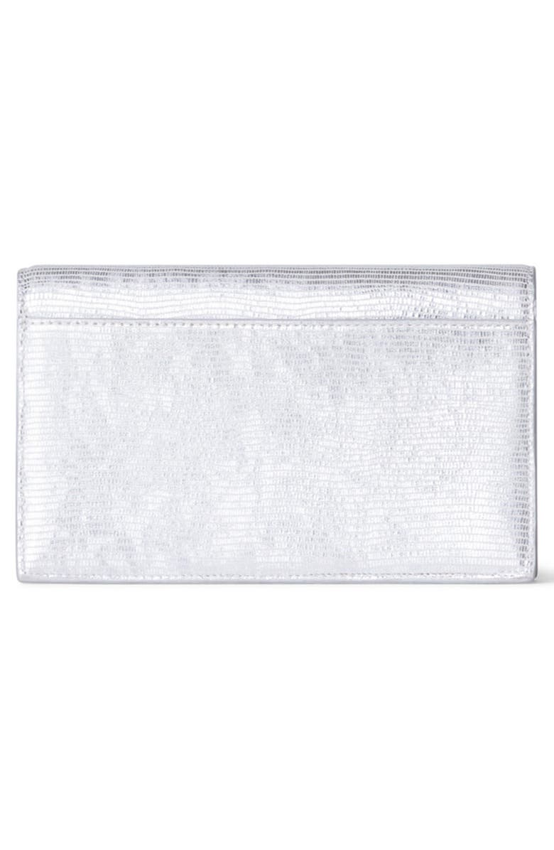 Akris Anouk Lizard Embossed Leather Envelope Wallet on a Chain, Alternate, color, Silver Metallic