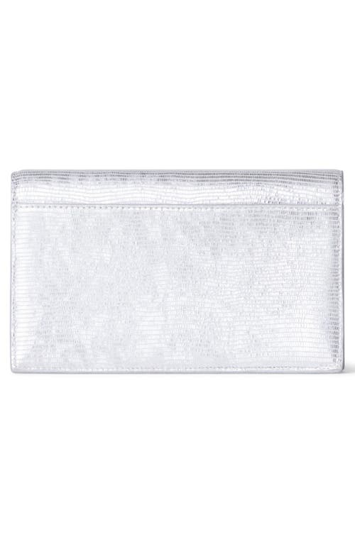 Akris Anouk Lizard Embossed Leather Envelope Wallet On A Chain In Metallic