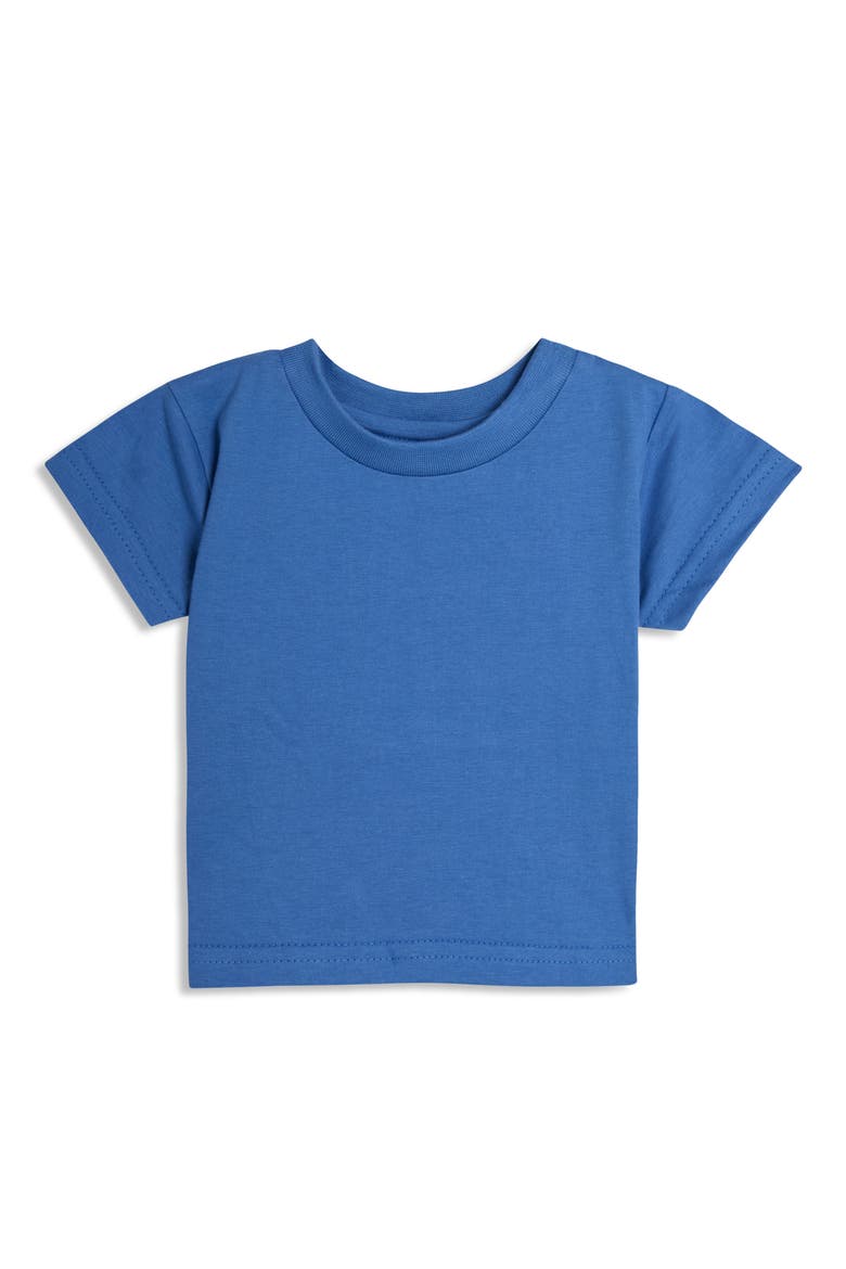 Cotton T-Shirt & Stripe Overalls Set, Alternate, color, BLUE