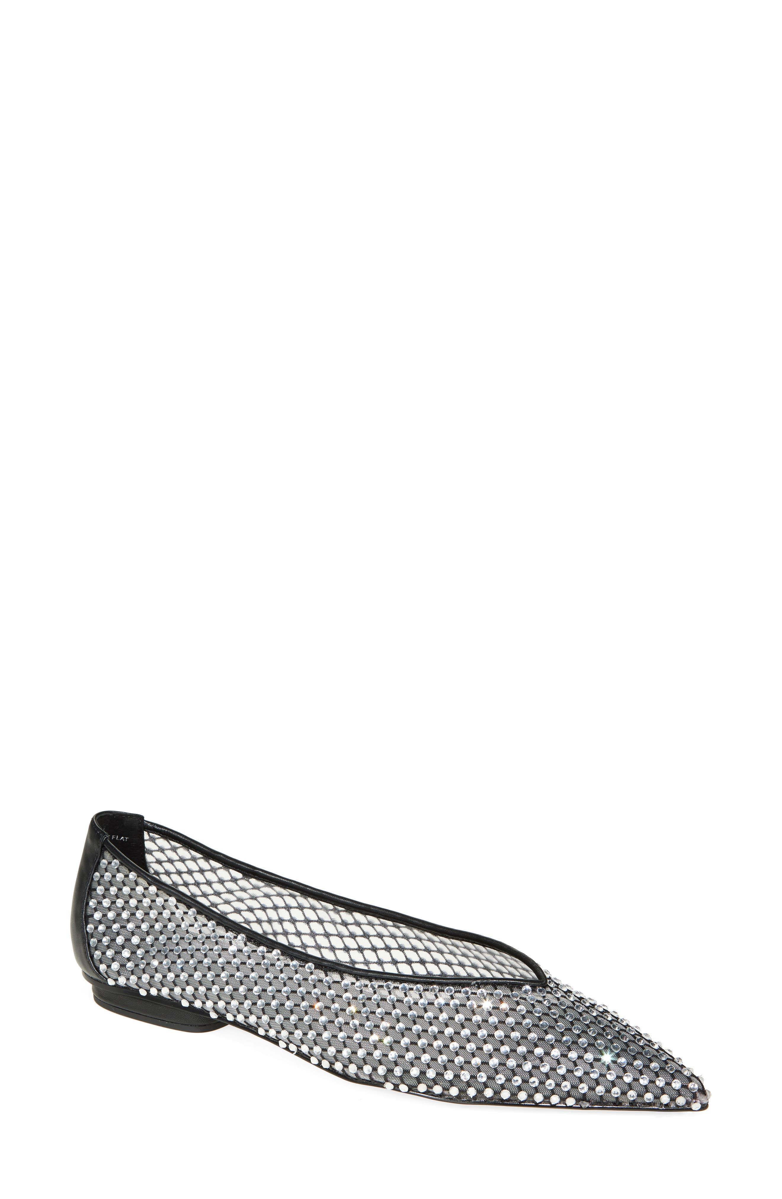 Rebecca Minkoff Crystal Mesh Ballet Flat, Main, color, Black