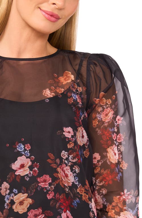 Ted Baker Floral Long Sleeve Organza Top In Multi