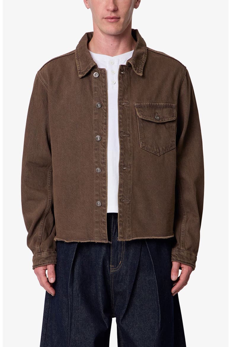Raw Hem Denim Jacket, Main, color, WASHED BROWN