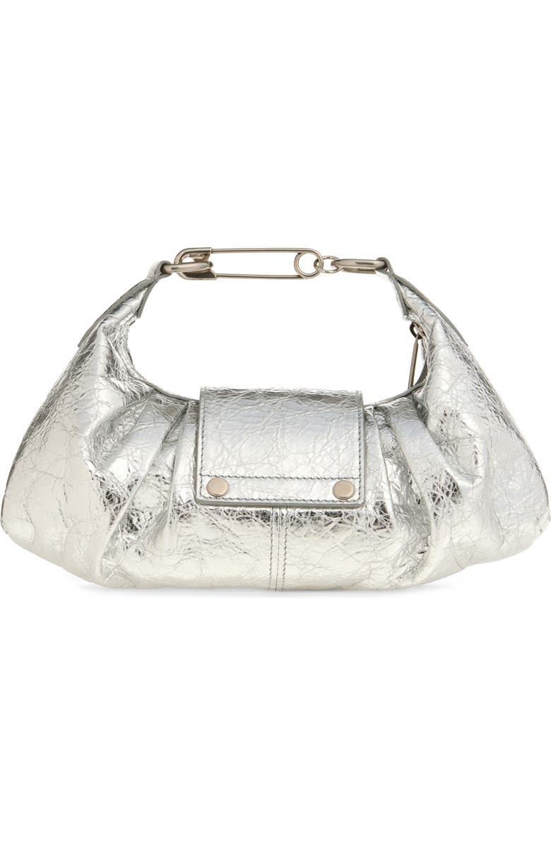 Balenciaga Small Pamela Crinkled Metallic Leather Shoulder Bag, Alternate, color, 8122 Silver