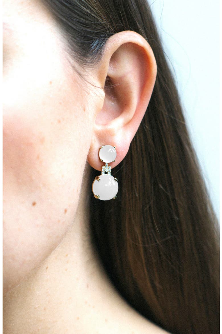 Rock 'n' Roll Double Sphere Drop Earrings, Alternate, color, WHITE