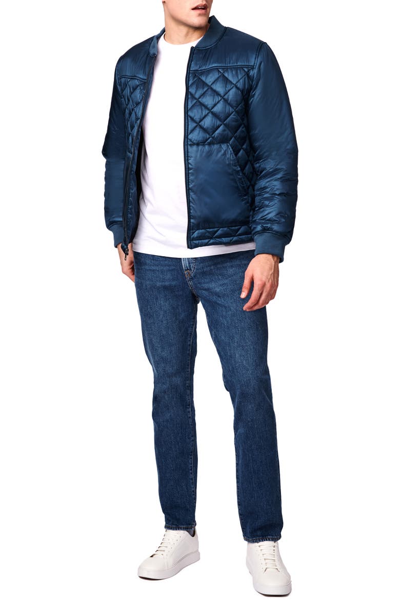 Bernardo Apex Quilted Recycled Nylon Bomber Jacket, Alternate, color, Teal Wing