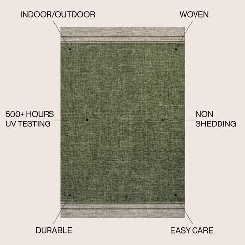 Jonathan Y Alda Modern Minimalist Mingled Solid Indoor/outdoor Area Rug In Green/cream