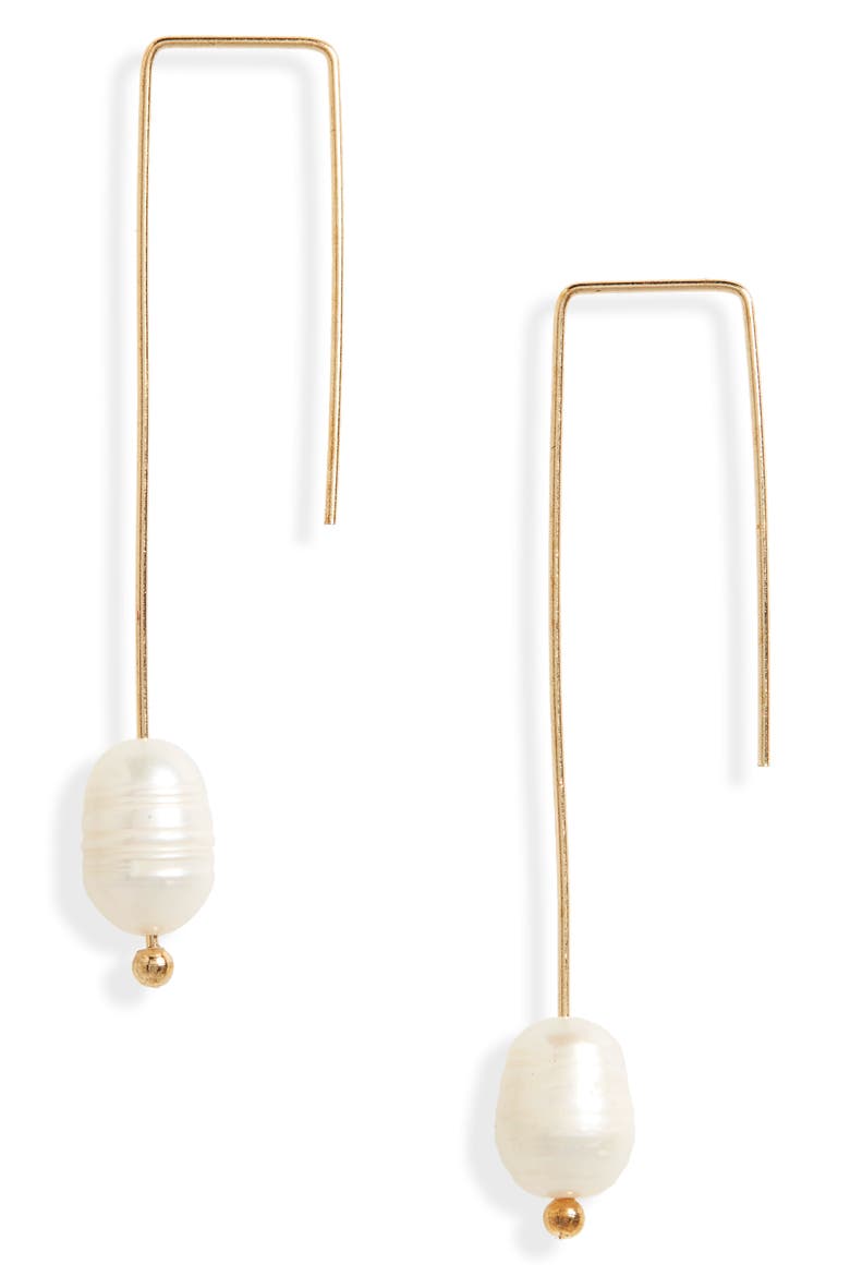 Imitation Pearl Earrings, Main, color, WHITE