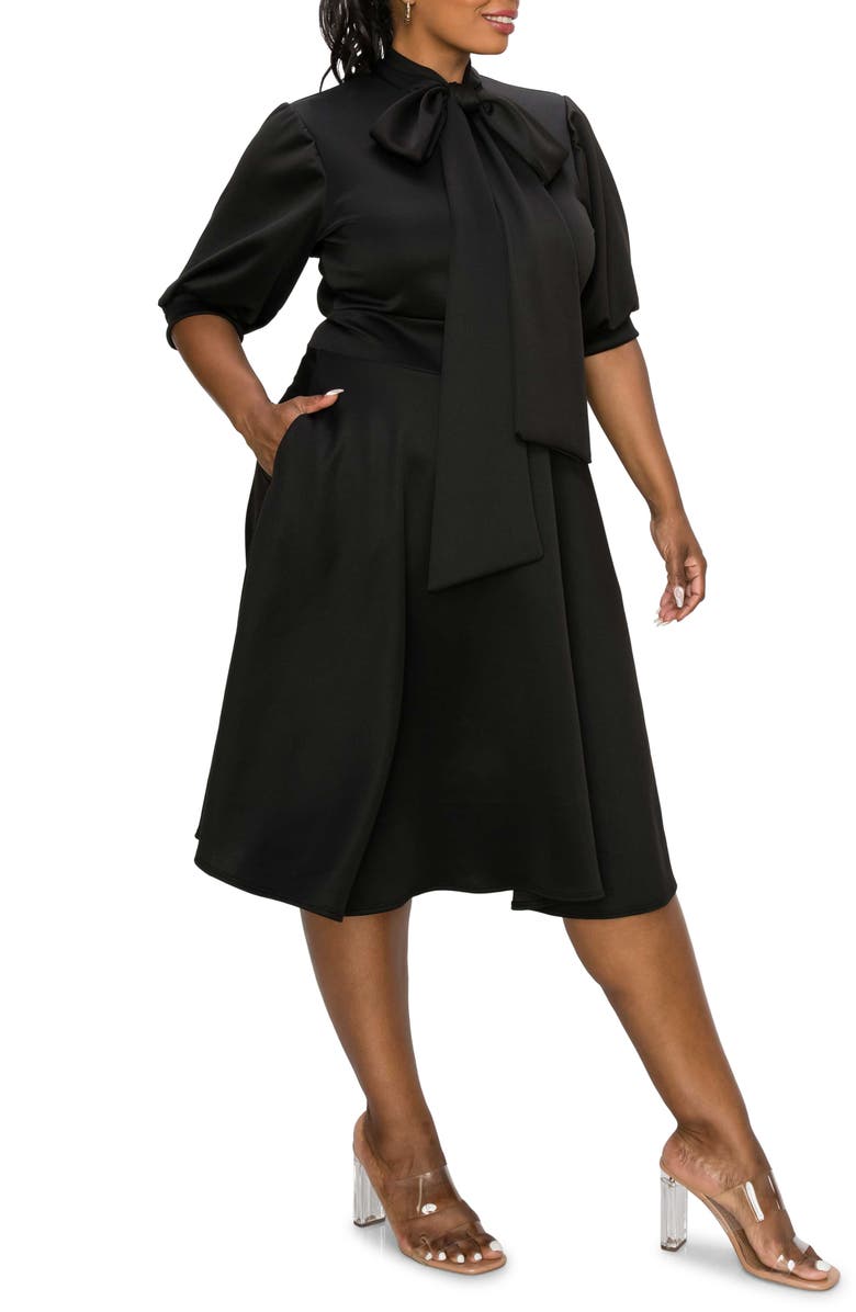 L I V D Carina Donna Fit & Flare Midi Dress, Alternate, color, Black