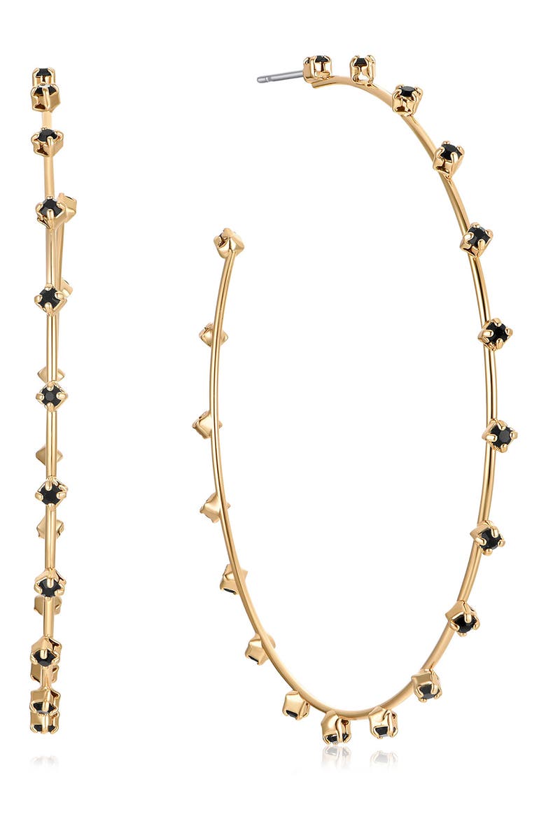 Large Sparkle Hoop Earrings, Main, color, BLACK