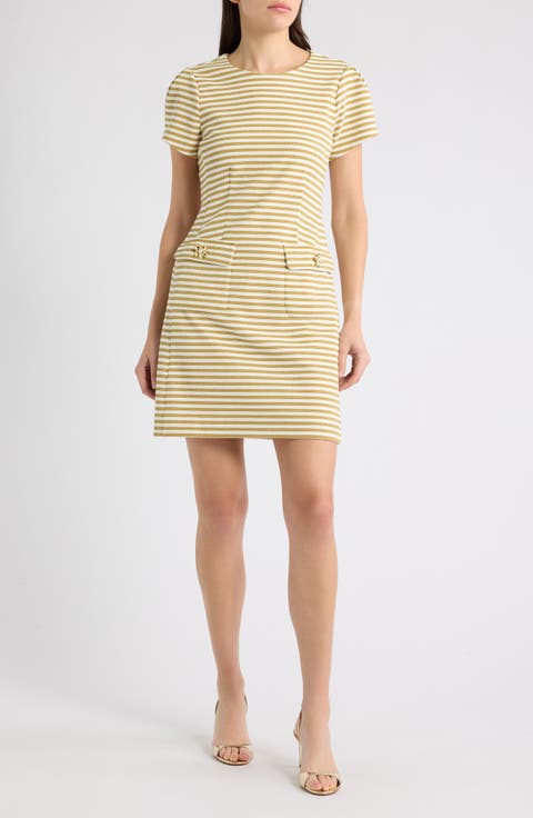 Fallon Metallic Stripe Fit & Flare Dress