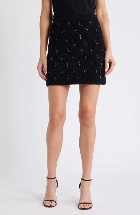 Sequin Detail Fuzzy Skirt