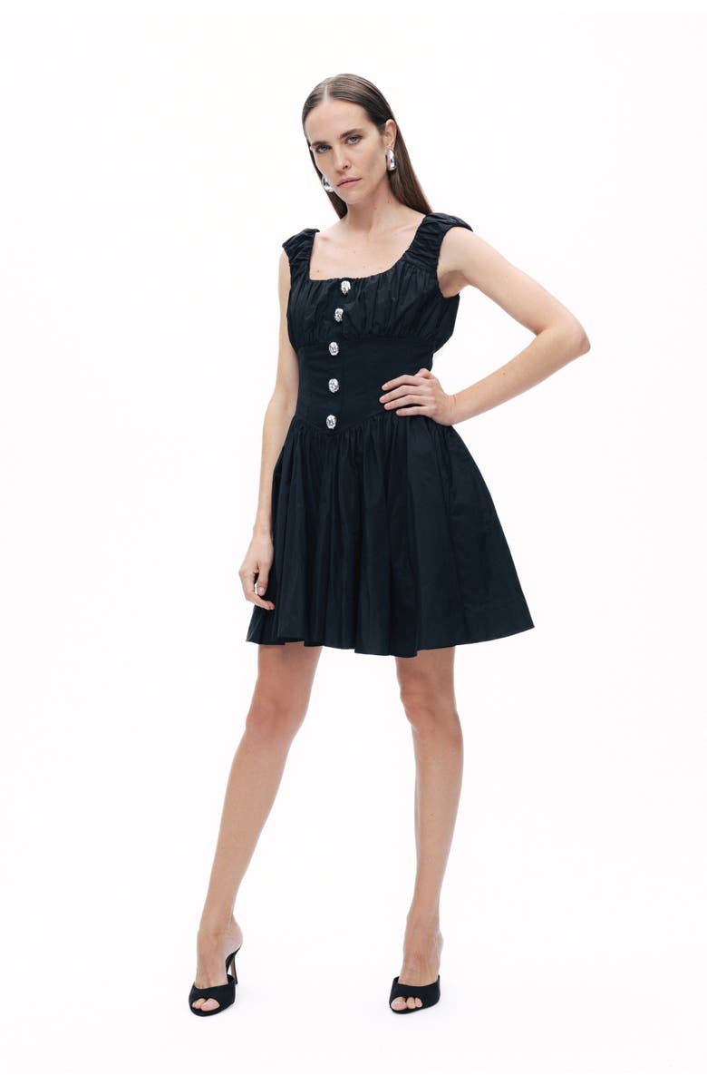 Nocturne Black Corset-Style Buttoned Mini Dress, Alternate, color,