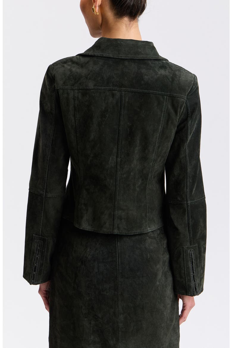 Front Zip Suede Jacket, Alternate, color, BOTTLE GREEN