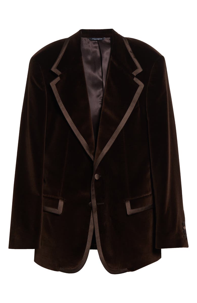 Dolce&Gabbana Satin Trim Velveteen Dinner Jacket, Main, color, M0937 Marrone-Grigio Scuri
