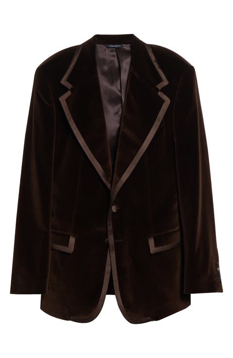 Satin Trim Velveteen Dinner Jacket