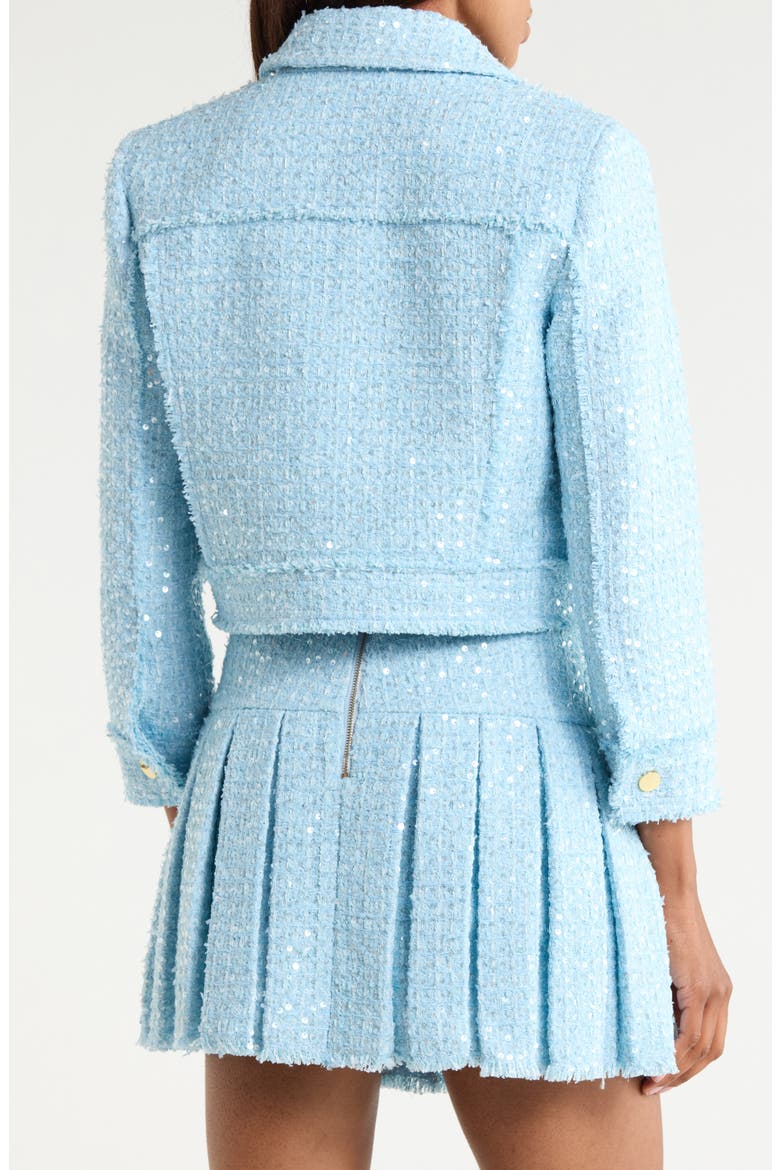 Chloe Sequin Embellished Tweed Crop Jacket, Alternate, color, CAROLINA BLUE